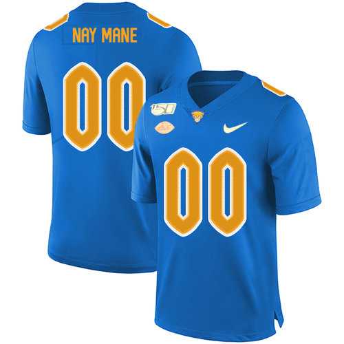 Men's Pittsburgh Panthers Customized Blue 150th Anniversary Patch Nike College Football Jersey